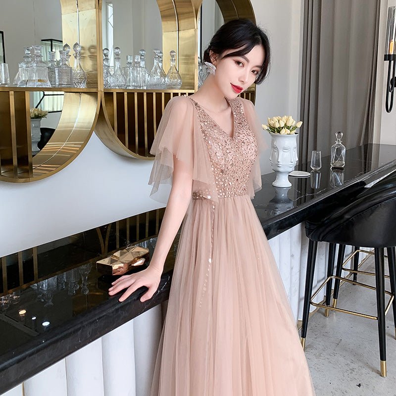 Champagne Aura Champagne Aura Luxury Champagne Evening Dress - Rebecca Fashion