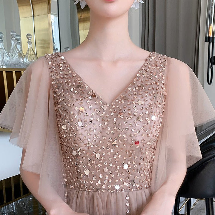Champagne Aura Champagne Aura Luxury Champagne Evening Dress - Rebecca Fashion