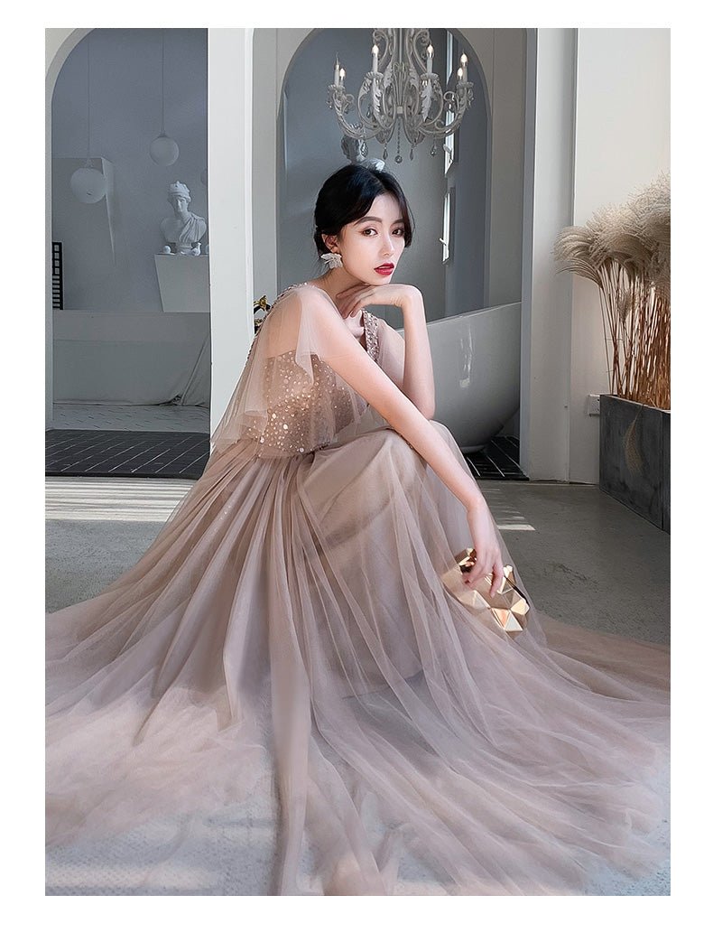 Champagne Aura Champagne Aura Luxury Champagne Evening Dress - Rebecca Fashion