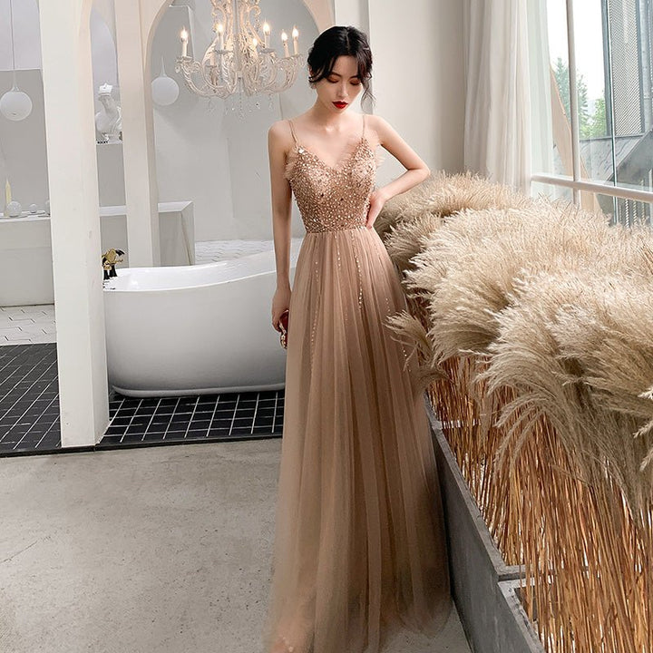 Champagne Aura Champagne Aura Luxury Champagne Evening Dress - Rebecca Fashion