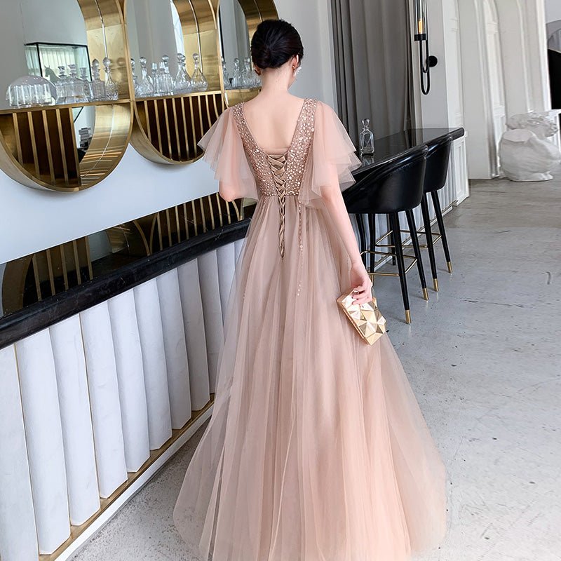 Champagne Aura Champagne Aura Luxury Champagne Evening Dress - Rebecca Fashion
