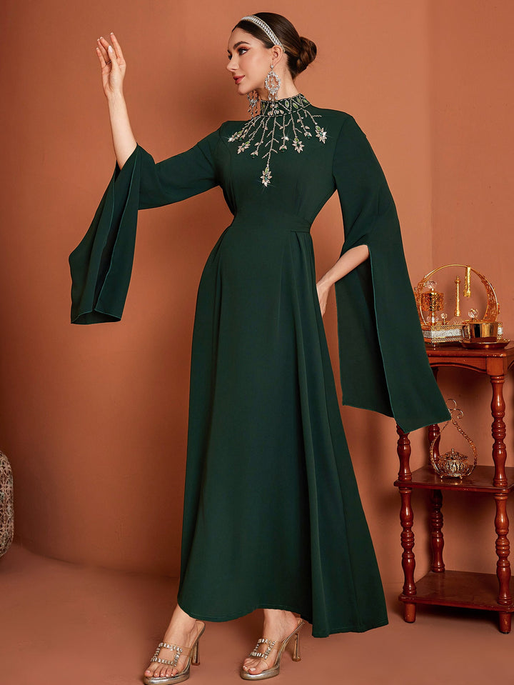 Emerald Green Emerald Green Luxury Beaded Evening Dress for Women - Rebecca Fashion