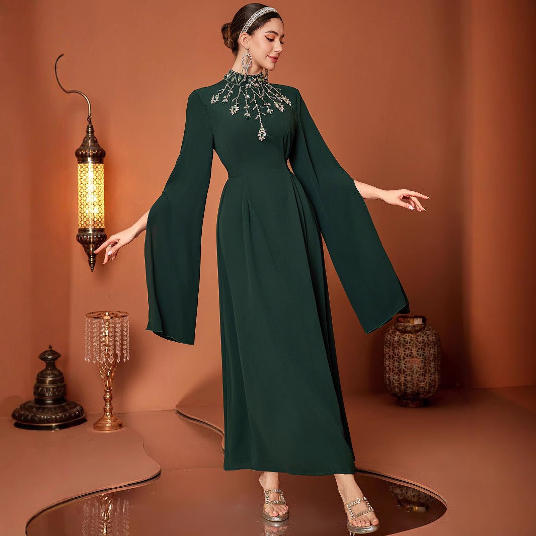 Emerald Green Emerald Green Luxury Beaded Evening Dress for Women - Rebecca Fashion