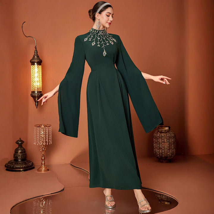 Emerald Green Emerald Green Luxury Beaded Evening Dress for Women - Rebecca Fashion