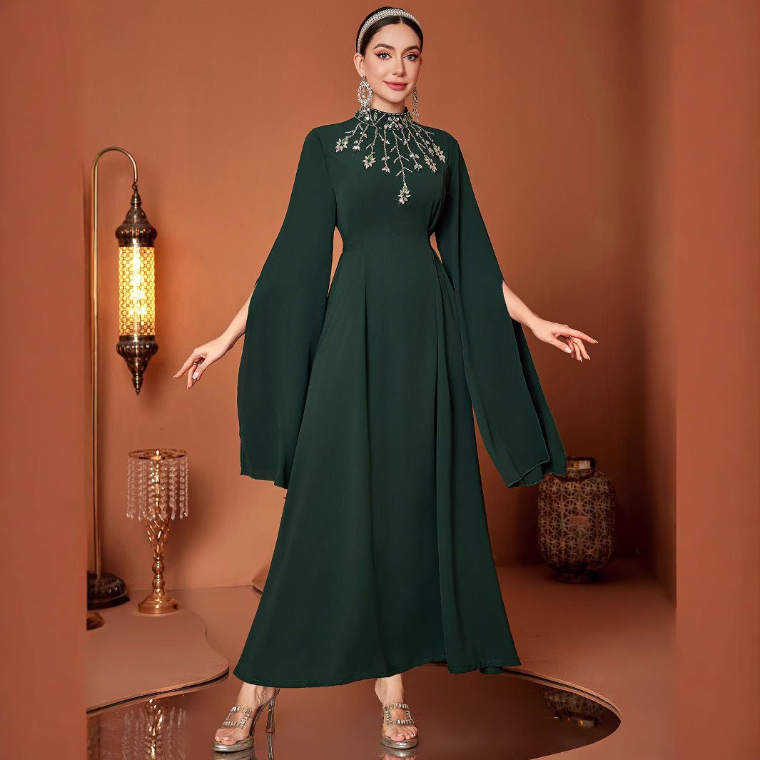Emerald Green Emerald Green Luxury Beaded Evening Dress for Women - Rebecca Fashion