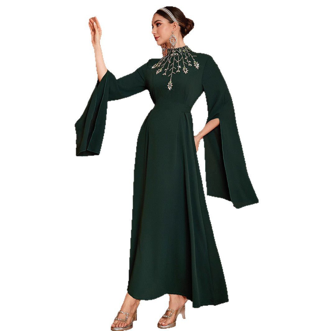 Emerald Green Emerald Green Luxury Beaded Evening Dress for Women - Rebecca Fashion