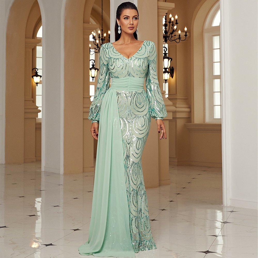 Emerald Muse Emerald Muse Luxury Green Evening Dress for Women - Rebecca Fashion