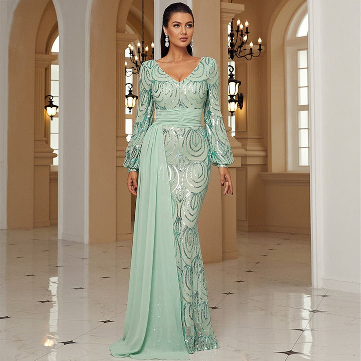 Emerald Muse Emerald Muse Luxury Green Evening Dress for Women - Rebecca Fashion