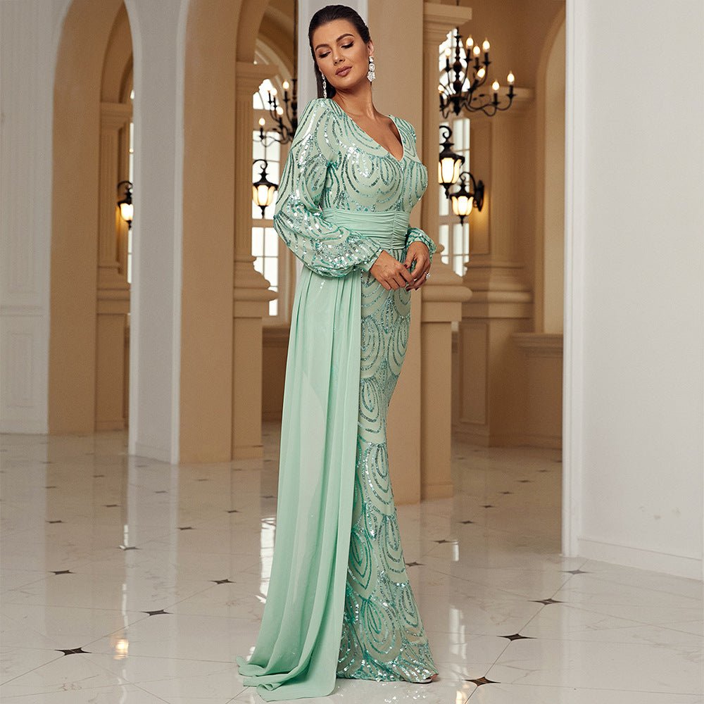 Emerald Muse Emerald Muse Luxury Green Evening Dress for Women - Rebecca Fashion