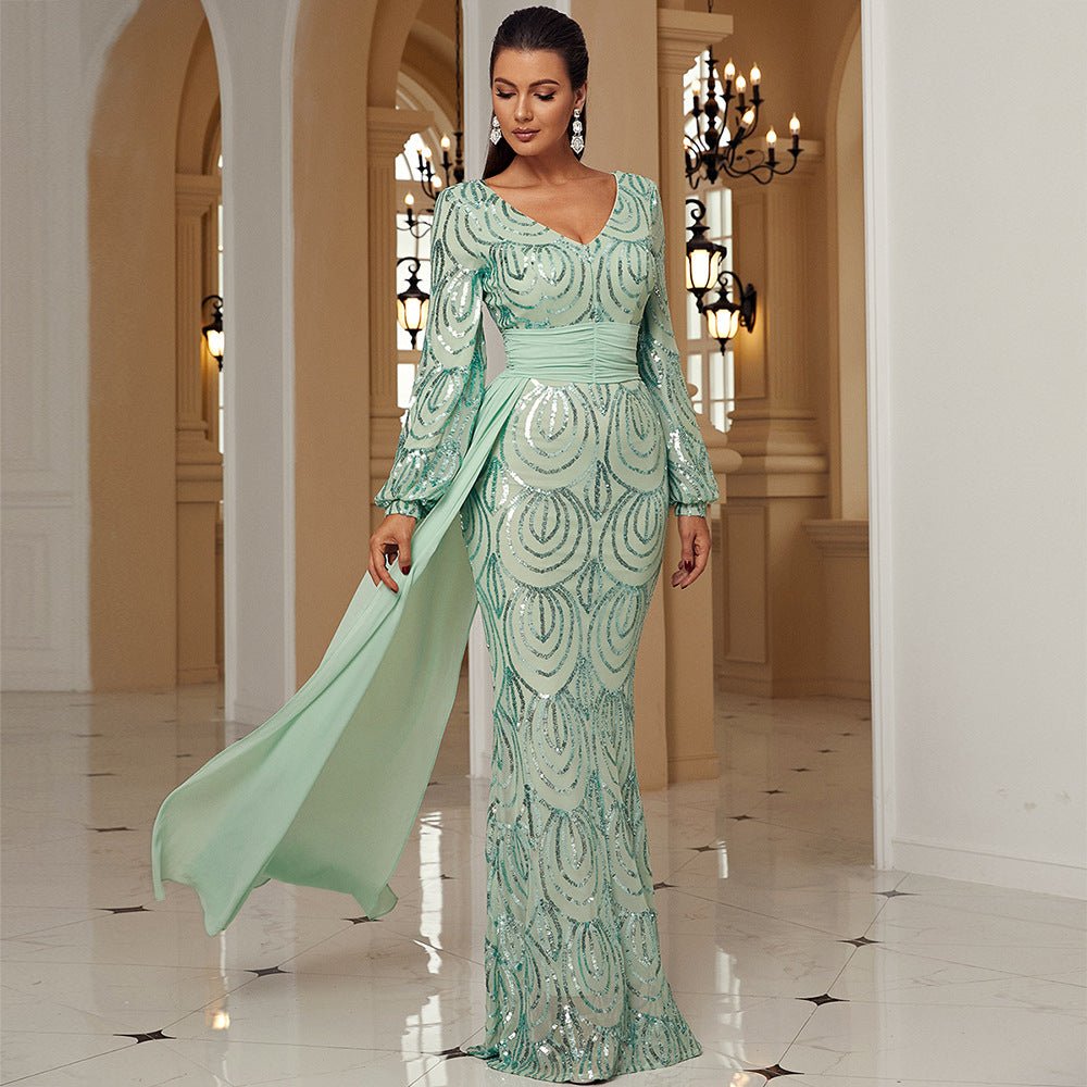 Emerald Muse Emerald Muse Luxury Green Evening Dress for Women - Rebecca Fashion