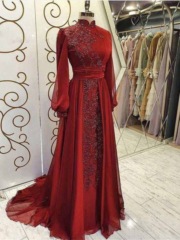 Royal Icon Royal Icon Luxury Burgundy Lace Evening Dress for Women - Rebecca Fashion