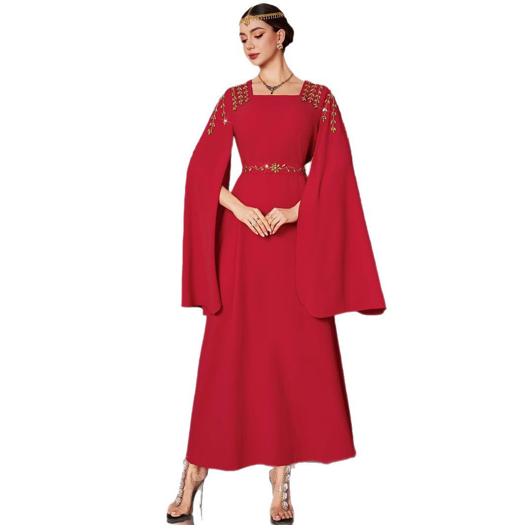 Ruby Beaded Ruby Beaded Luxury Red Evening Dress - Rebecca Fashion
